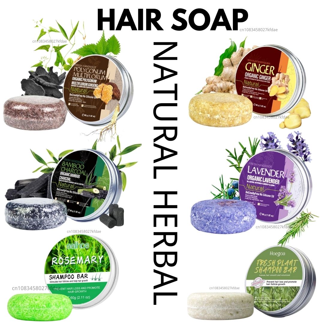 Castor Oil Soap - Sabonete shampoo de alecrim, gengibre/bambu/lavanda/Polygonum multiflorum,